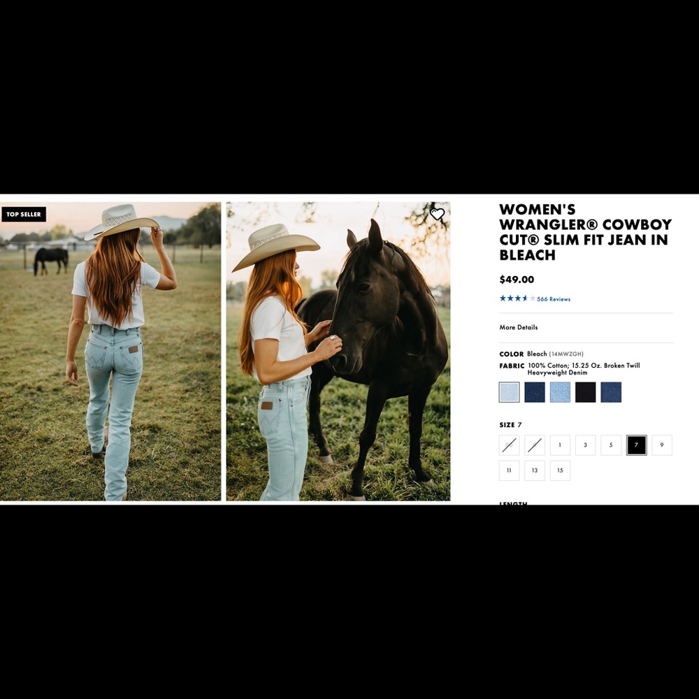 Womens Wrangler Cowboy Cut Slim Fit Jean in Bleach